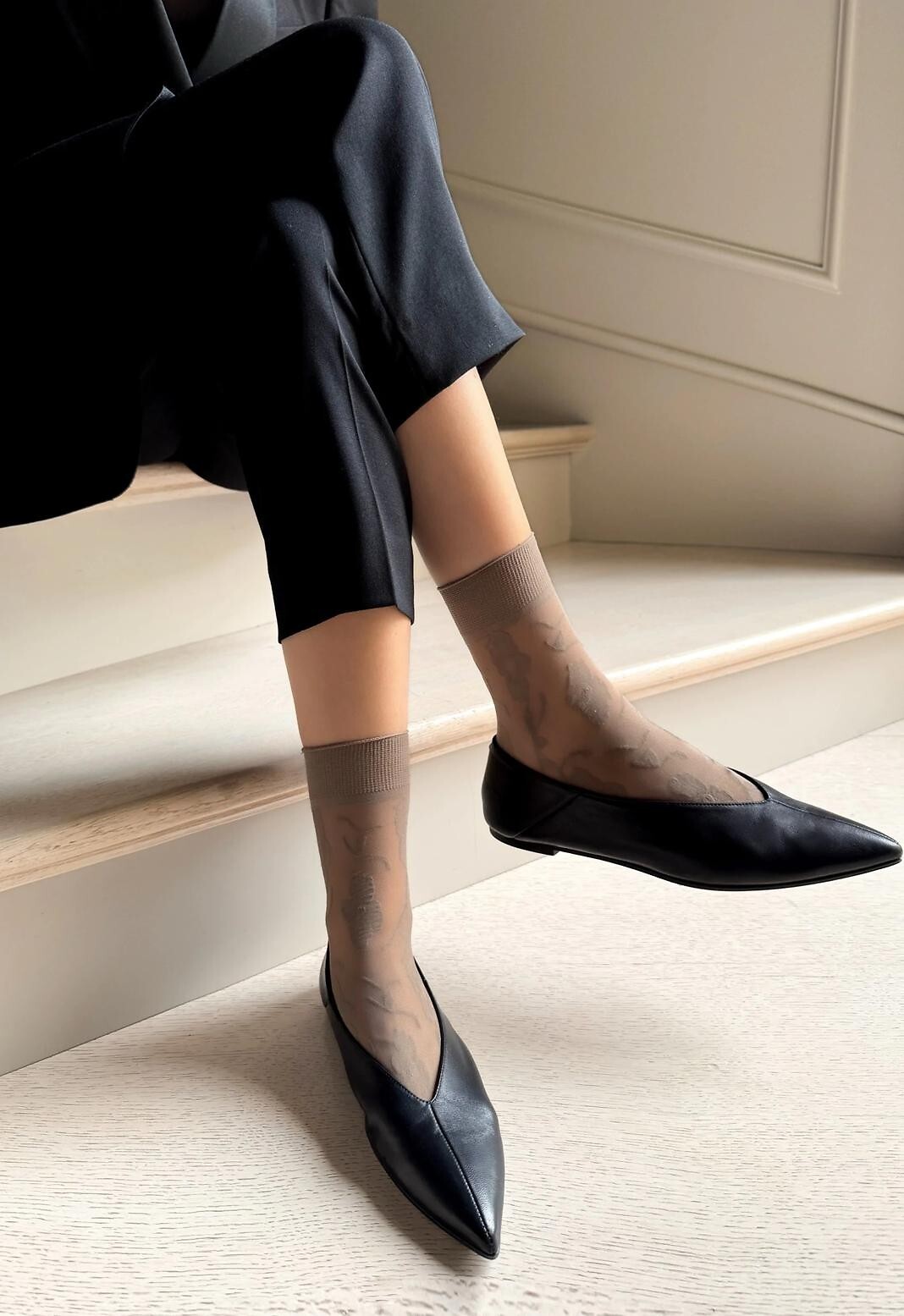 Krajkované ponožky Veneziana Fiore Veľkosť: ONE SIZE, Barva: Čokoládová