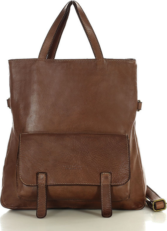 Tmavohnedá dámska kožená shopper kabelka/batoh MARCO MAZZINI (v166b) Veľkosť: ONE SIZE