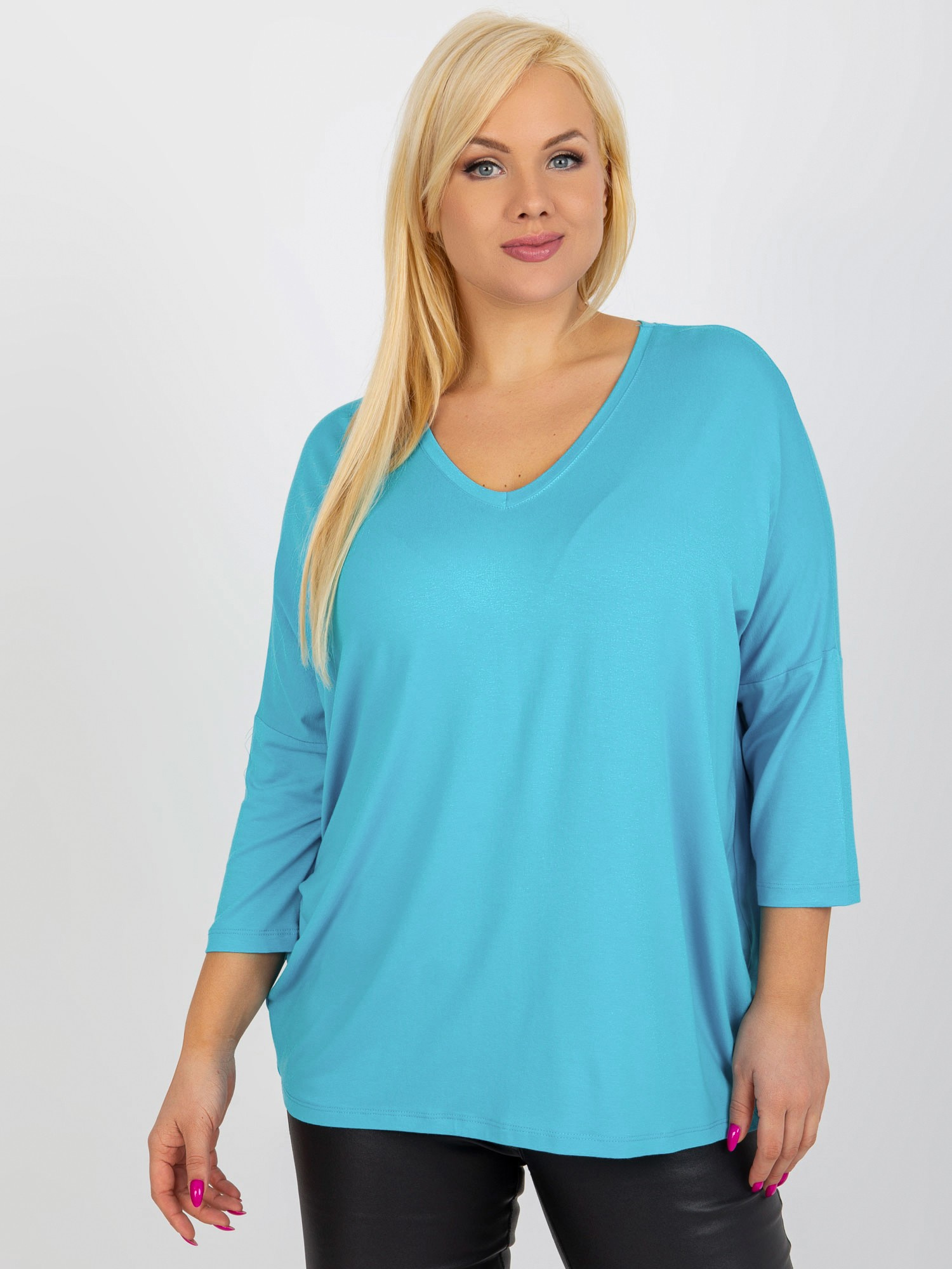 Tyrkysová voľná blúzka RV-BZ-5745.18-turquoise Veľkosť: ONE SIZE
