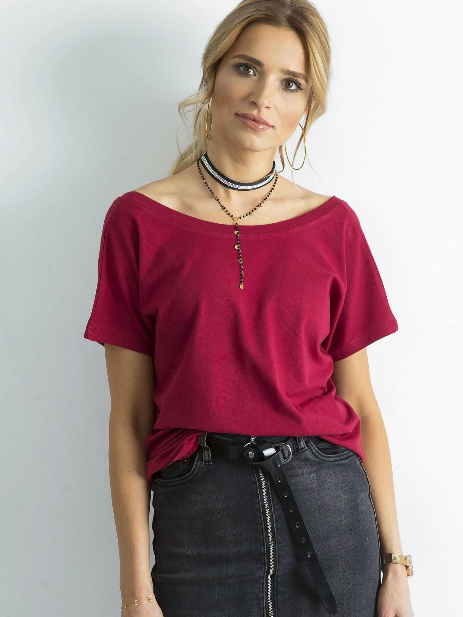 Dámske bordové tričko RV-TS-4662.86-burgundy Veľkosť: S