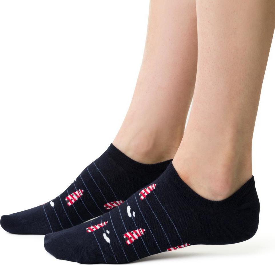 Tmavomodré unisex členkové ponožky so vzorom Art.117 YF004, NAVY BLUE Veľkosť: 35/37