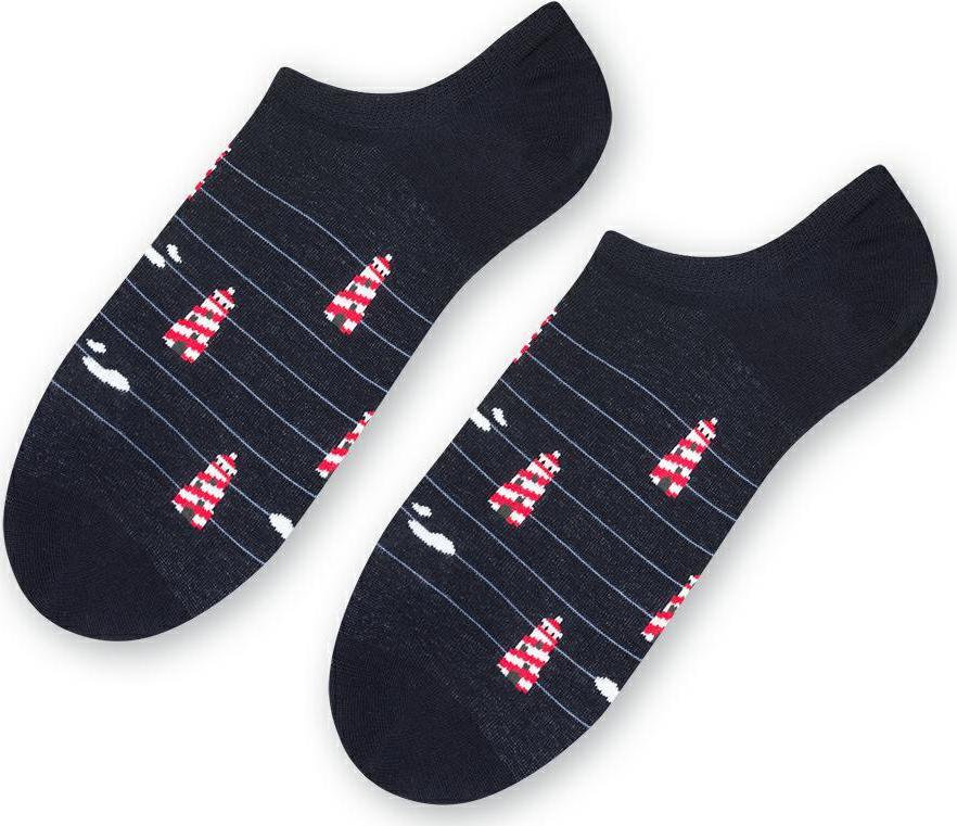 Tmavomodré unisex členkové ponožky so vzorom Art.117 YF004, NAVY BLUE Veľkosť: 44/46