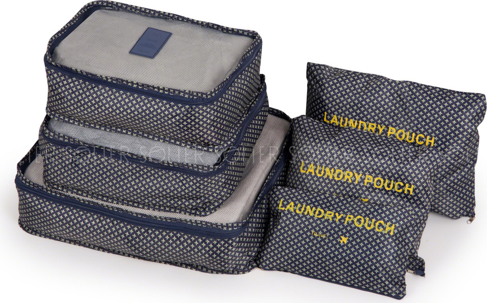 Tmavomodrá vzorovaná sada organizérov do kufra SA55) Veľkosť: ONE SIZE