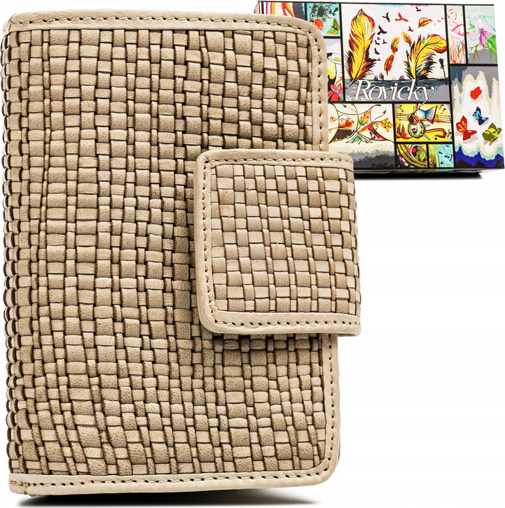 Rovicky Béžová kožená mriežkovaná peňaženka V258 [DH] R-613-DDW Veľkosť: ONE SIZE
