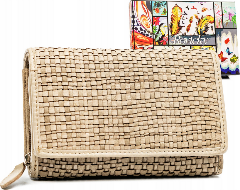 Rovicky Béžová stredná mriežkovaná peňaženka V257 [DH] R-615-DDW Veľkosť: ONE SIZE