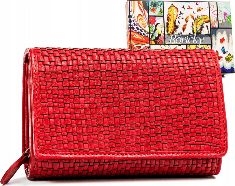 Rovicky Červená stredná mriežkovaná peňaženka V256 [DH] R-615-DDW Veľkosť: ONE SIZE