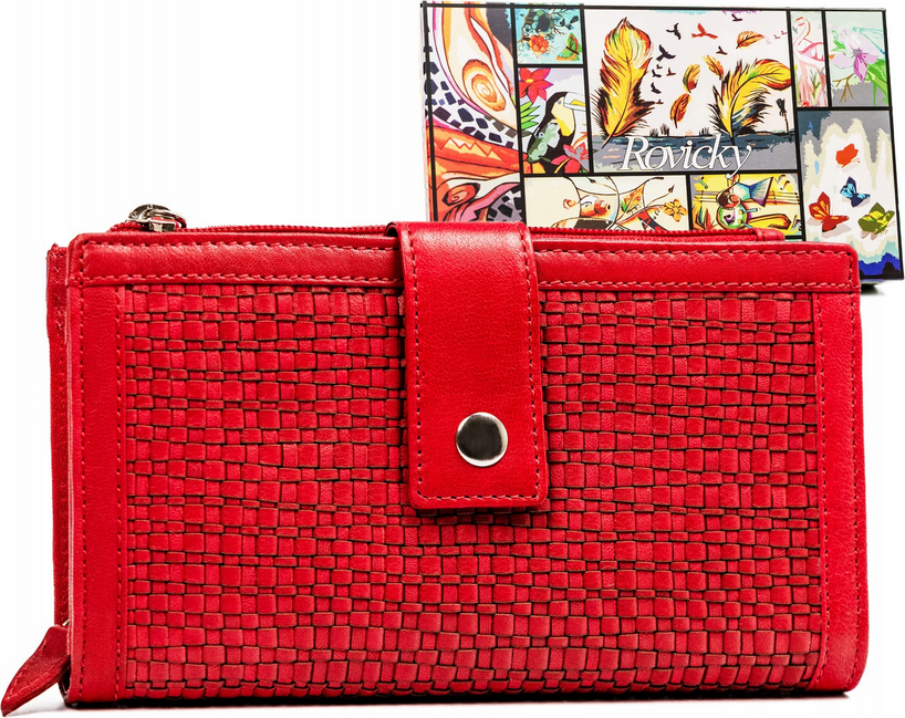 Rovicky Červená mriežková peňaženka V252 [DH] R-861-DDW Veľkosť: ONE SIZE
