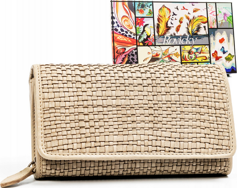 Rovicky Béžová mriežkovaná peňaženka V249 [DH] R-614-DDW Veľkosť: ONE SIZE
