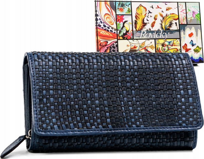 Rovicky Tmavomodrá mriežkovaná peňaženka V247 [DH] R-614-DDW Veľkosť: ONE SIZE