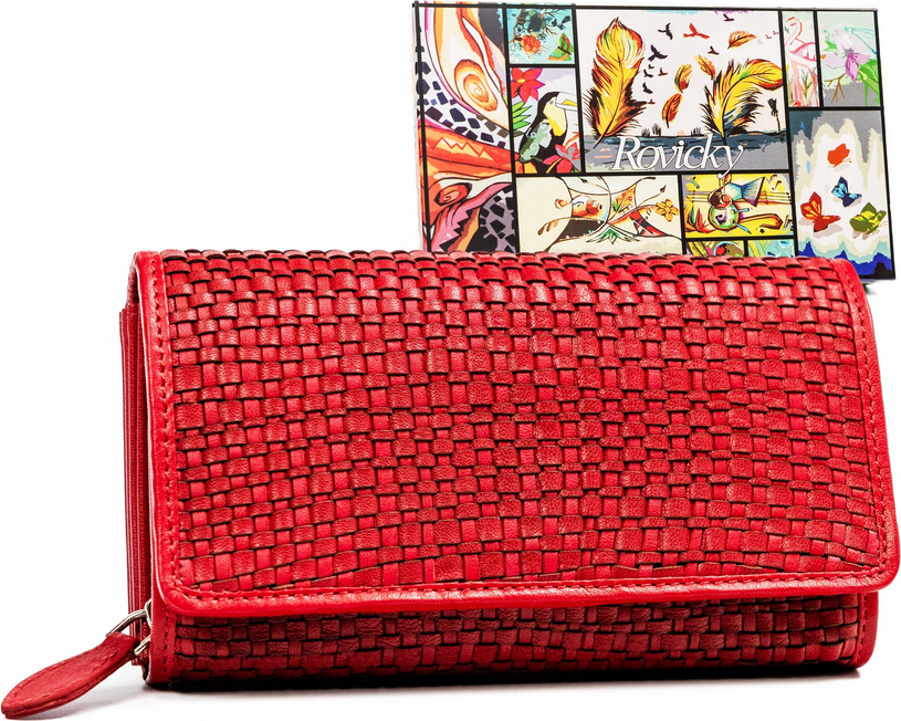 Rovicky Červená mriežkovaná peňaženka V246 [DH] R-614-DDW Veľkosť: ONE SIZE