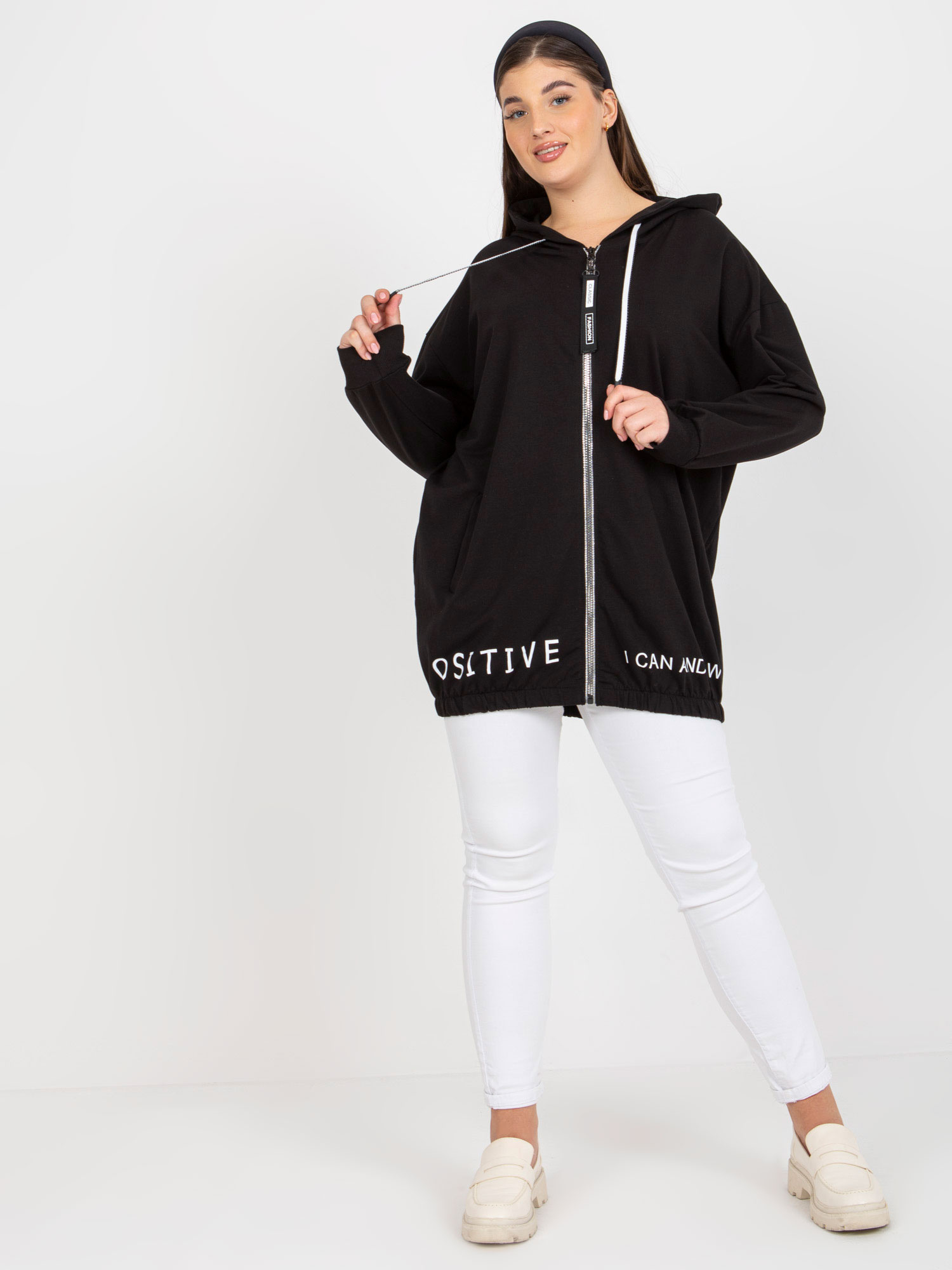 Čierna mikina na zips RV-BL-8302.78-black Veľkosť: ONE SIZE