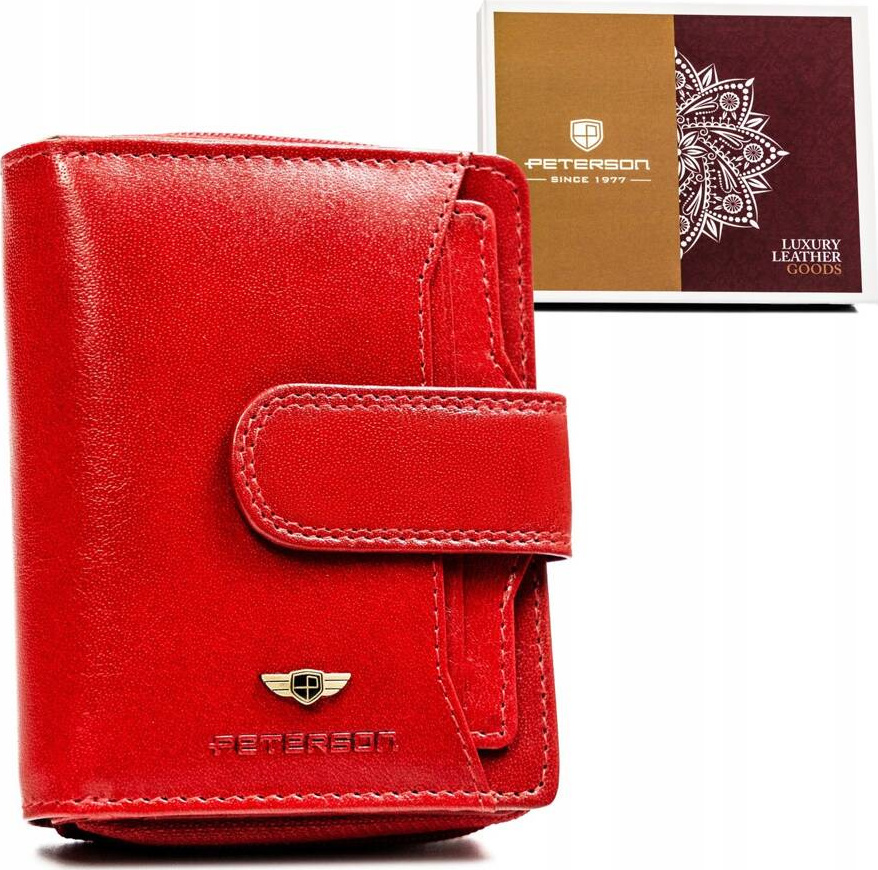 Peterson Červená stredná kožená peňaženka Y576 [DH] PTN 202-VTBD Veľkosť: ONE SIZE