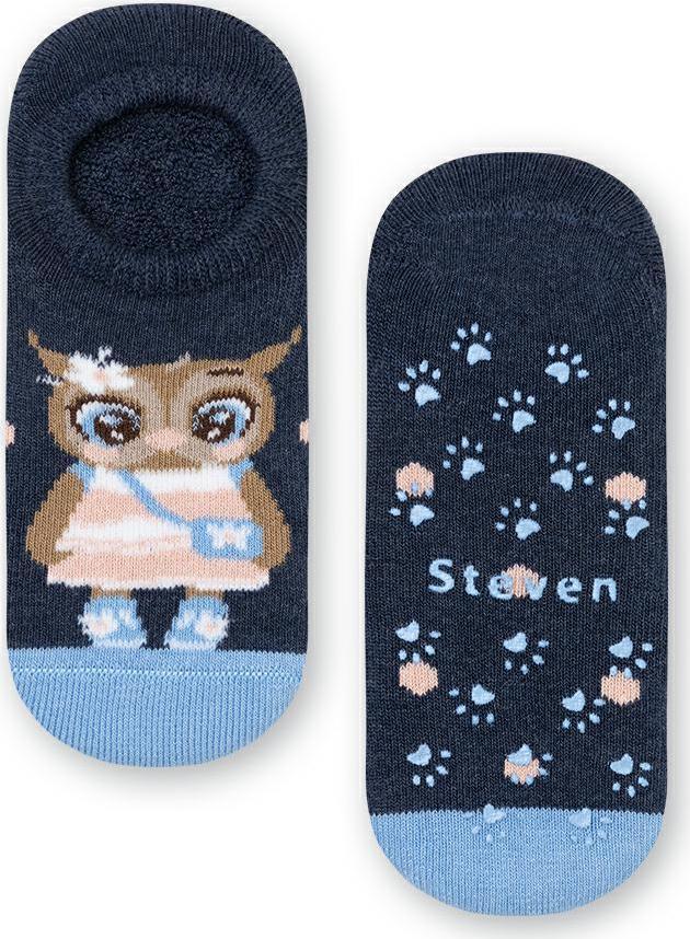 Tmavomodré dievčenské protišmykové nízke ponožky Art.134 XG025, NAVY BLUE ABS Veľkosť: 23/25