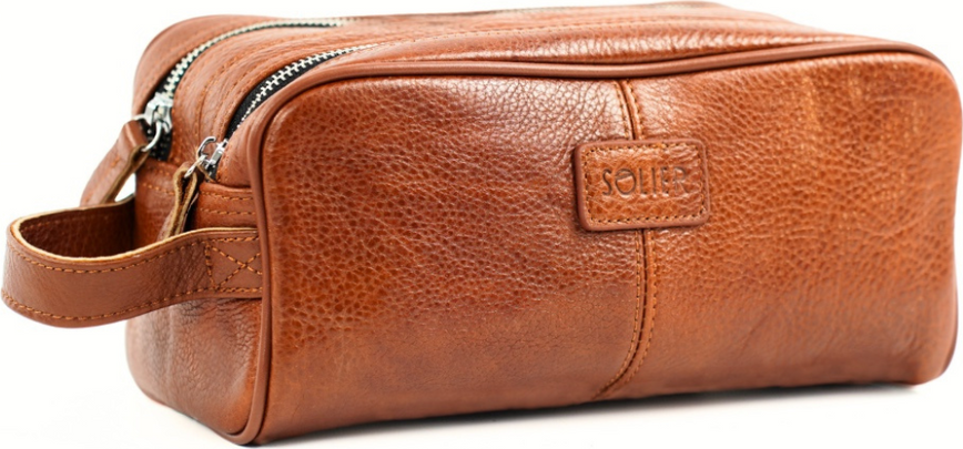 Kozmetická kožená hnedá taška SOLIER SK02 VINTAGE BROWN Veľkosť: ONE SIZE