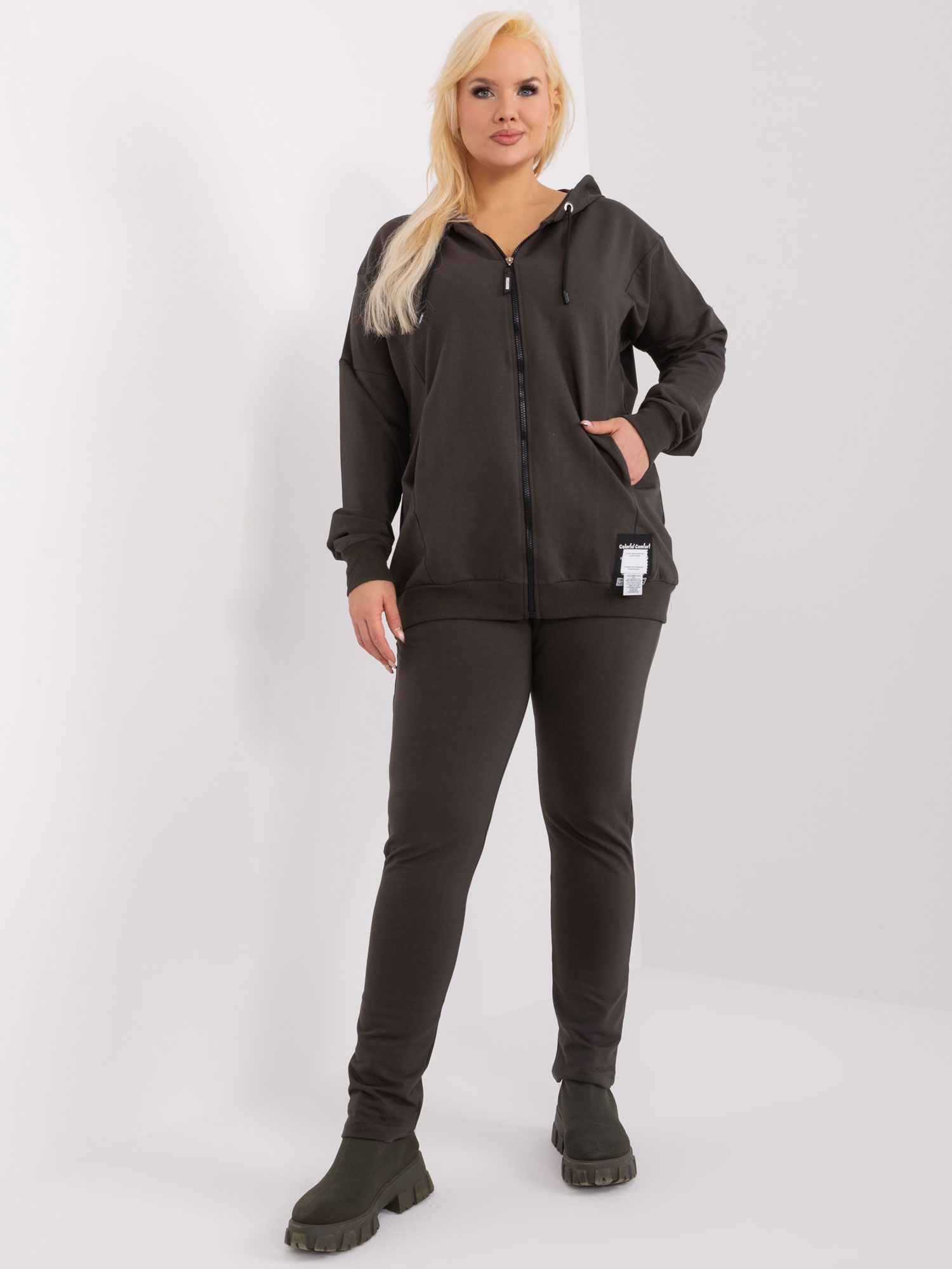 Tmavá khaki tepláková súprava s kapucňou RV-KMPL-8972.65-khaki Veľkosť: 2XL