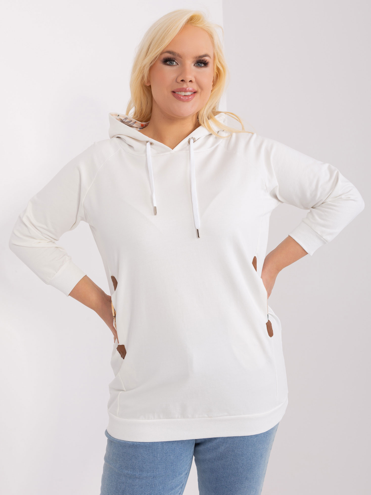 Biela mikina s kapucňou RV-BL-8221.96-white Veľkosť: ONE SIZE