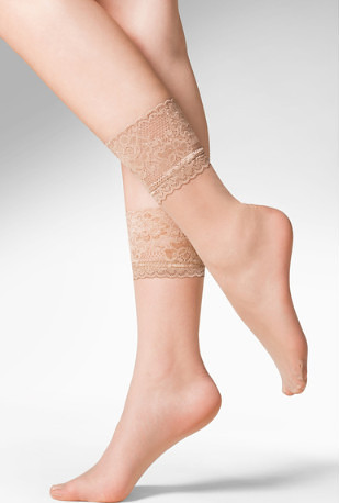 Silonkové ponožky s čipkou Gabriella 690 Kala 20 deň Veľkosť: ONE SIZE, Barva: Béžová