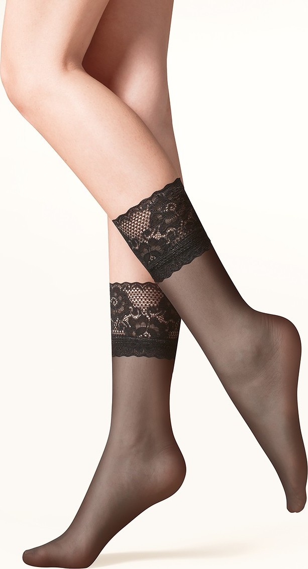 Silonkové ponožky s čipkou Gabriella 690 Kala 20 deň Veľkosť: ONE SIZE, Barva: čierna