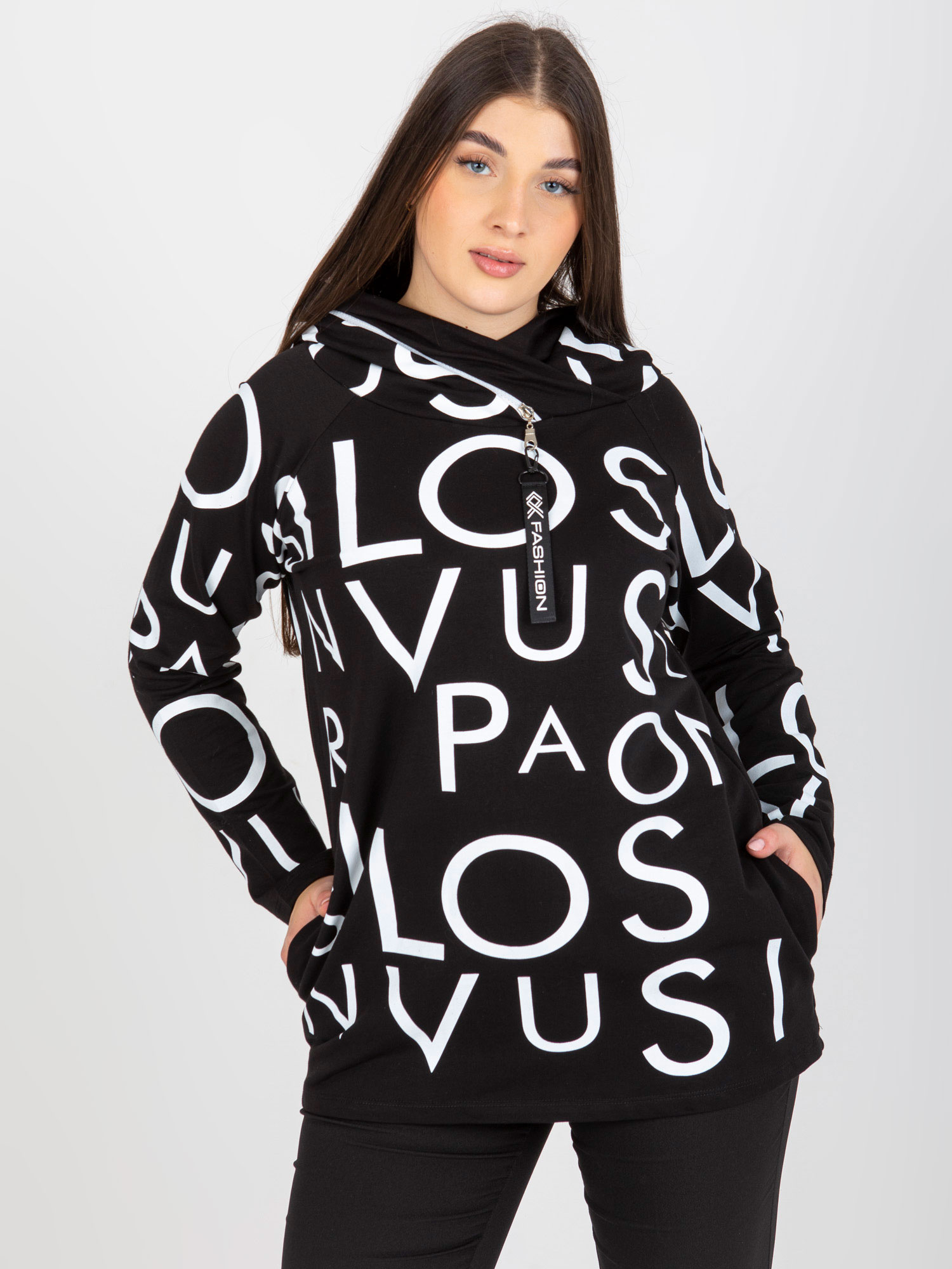 Čierna mikina s potlačou -RV-BL-5056-1.95-black Veľkosť: ONE SIZE
