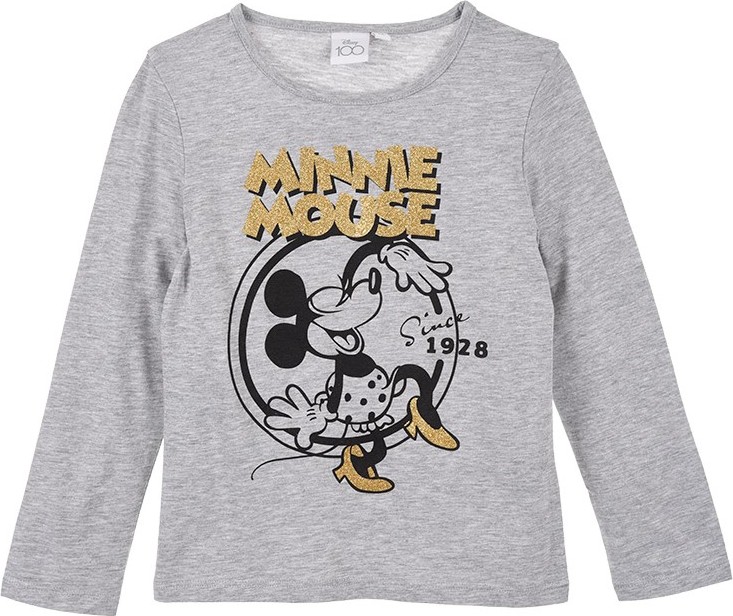 Sivé dievčenské tričko Disney Minnie Mouse s dlhým rukávom Veľkosť: 98