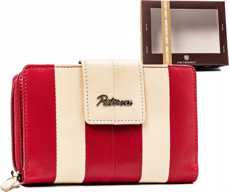 Peterson Béžovo-tmavoružová stredná kožená peňaženka Y439 [DH] PTN KA-18 Veľkosť: ONE SIZE