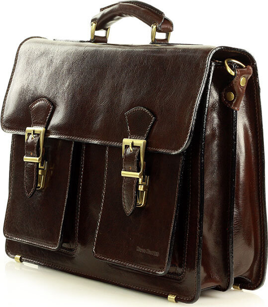 MARCO MAZZINI Pánska hnedá kožená aktovka (34c) Veľkosť: ONE SIZE