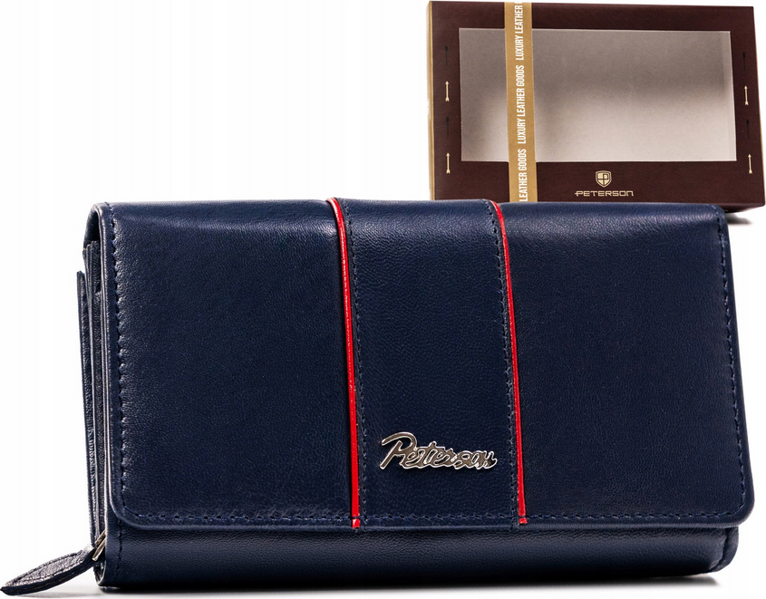 Peterson Tmavomodrá kožená peňaženka Y581 [DH] PTN KA-22 Veľkosť: ONE SIZE