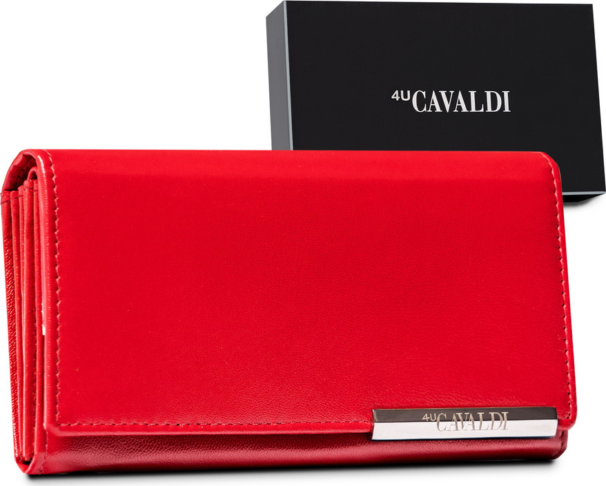 4U Cavaldi Veľká červená kožená peňaženka M623 [DH] RD-08-GCL-4 Veľkosť: ONE SIZE