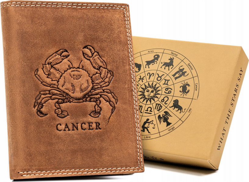 Always Wild Kožená peňaženka so znamením zverokruhu-rak A192 [DH] N4-CHM-CANC Veľkosť: ONE SIZE