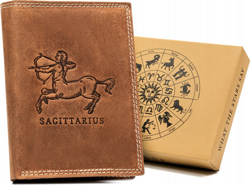 Always Wild Kožená peňaženka so znamením zverokruhu-strelec A188 [DH] N4-CHM-SAGI Veľkosť: ONE SIZE