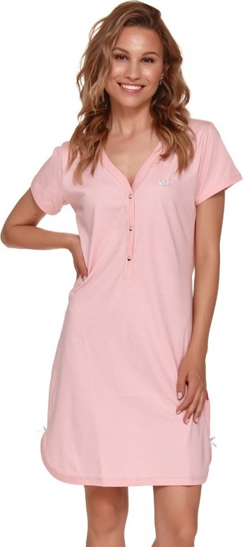 Svetloružová dojčiaca nočná košieľka s vyšitou korunkou Veľkosť: XL