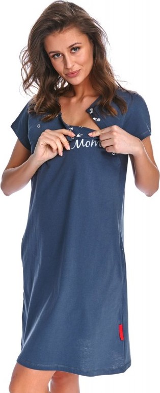 Tmavomodrá tehotenská a dojčiaca nočná košieľka Mom Veľkosť: 2XL