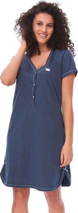 Tmavomodrá dojčiaca košeľa s výšivkou korunky Veľkosť: S