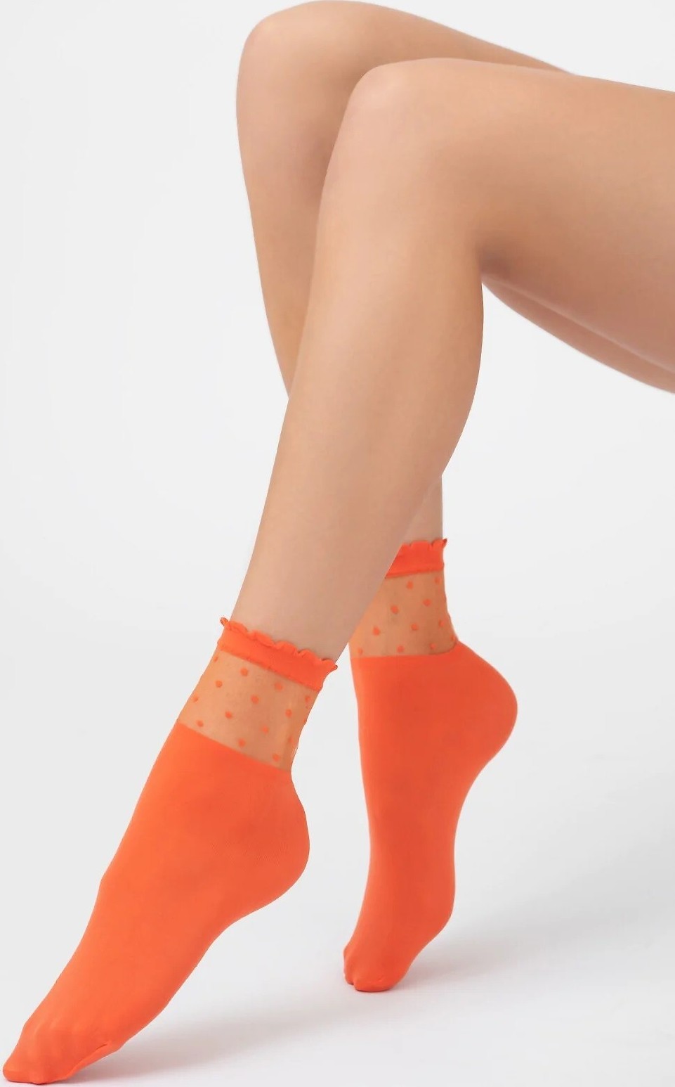 Ponožky s mikrovlákna s čipkou Veneziana Bibbi Veľkosť: ONE SIZE, Barva: Oranžová