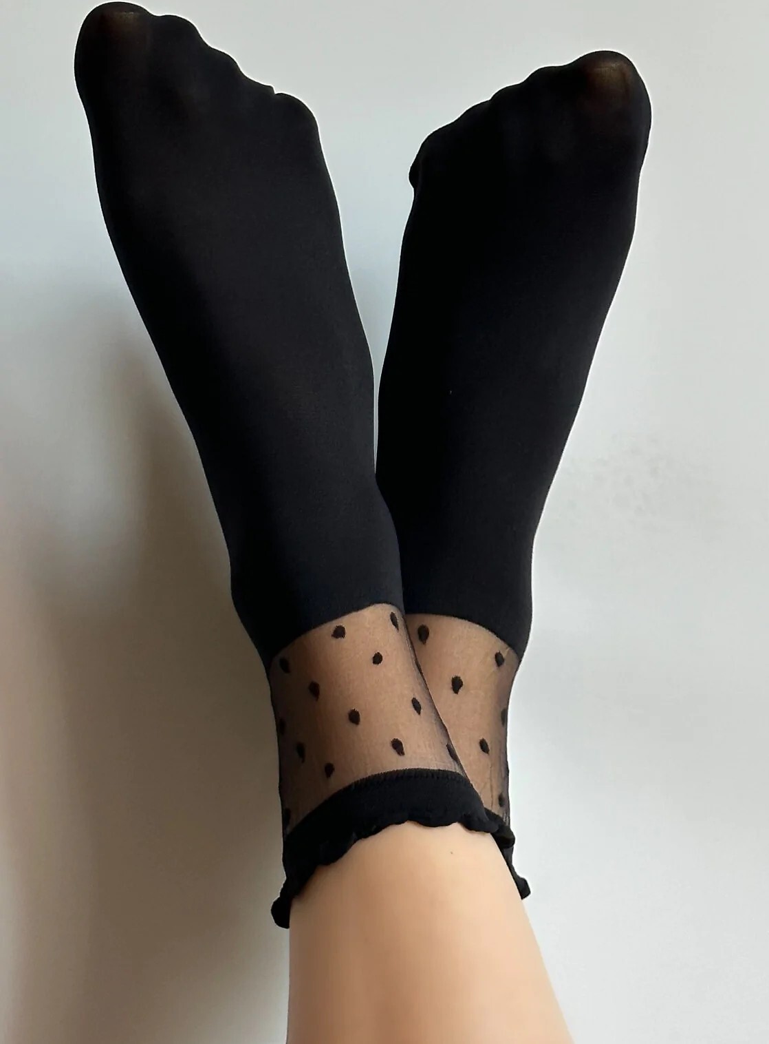 Ponožky s mikrovlákna s čipkou Veneziana Bibbi Veľkosť: ONE SIZE, Barva: čierna