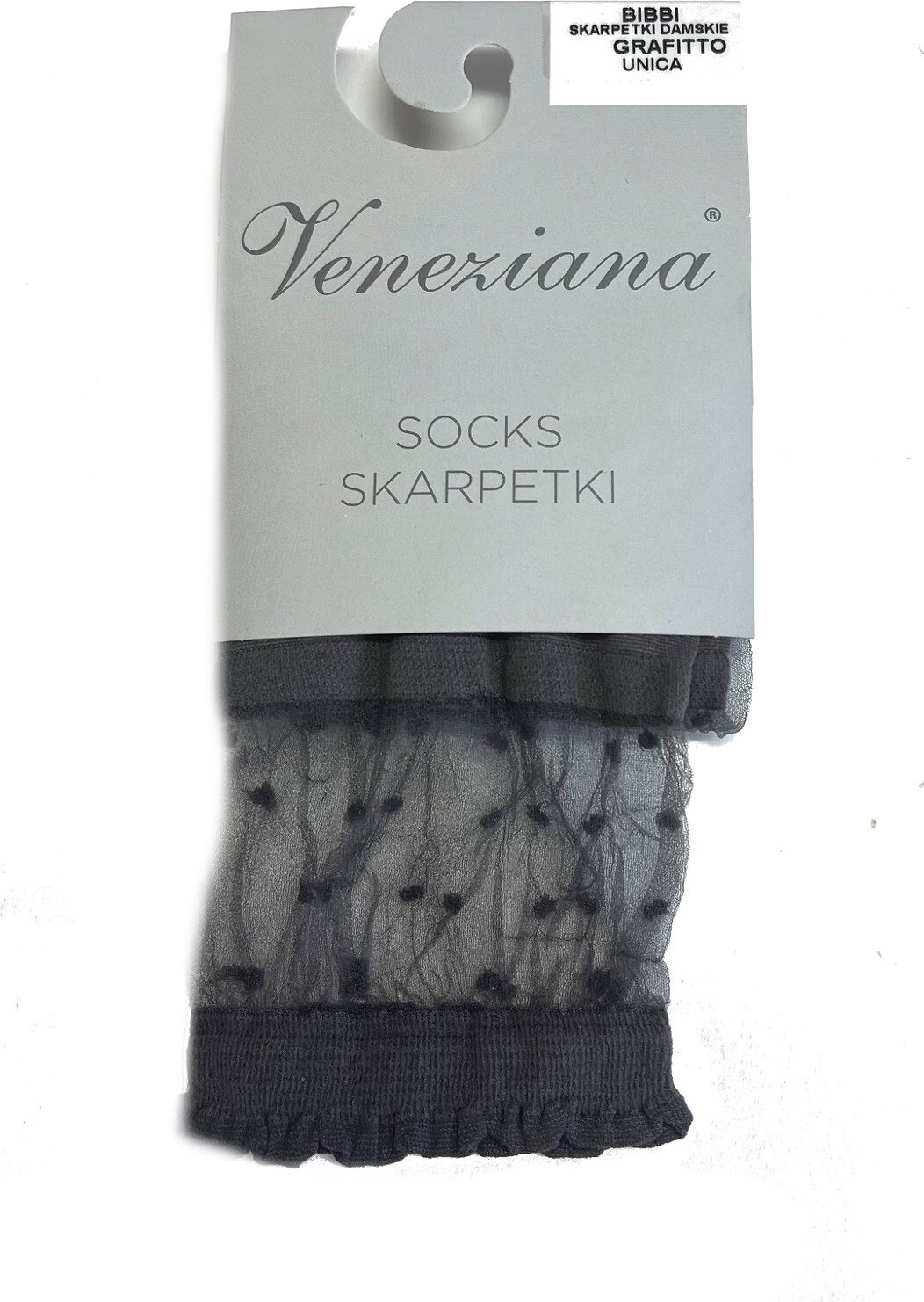 Ponožky s mikrovlákna s čipkou Veneziana Bibbi Veľkosť: ONE SIZE, Barva: Grafitová