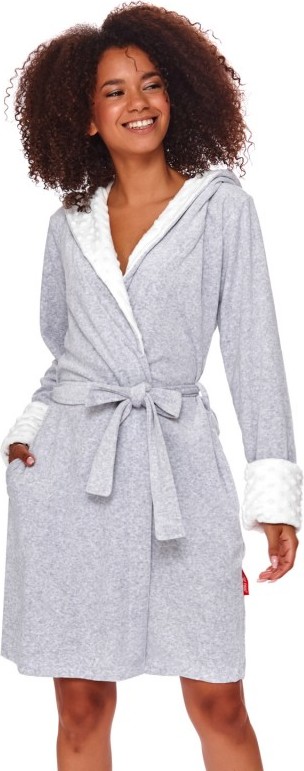 Teplý župan s minky - sivý Veľkosť: XL