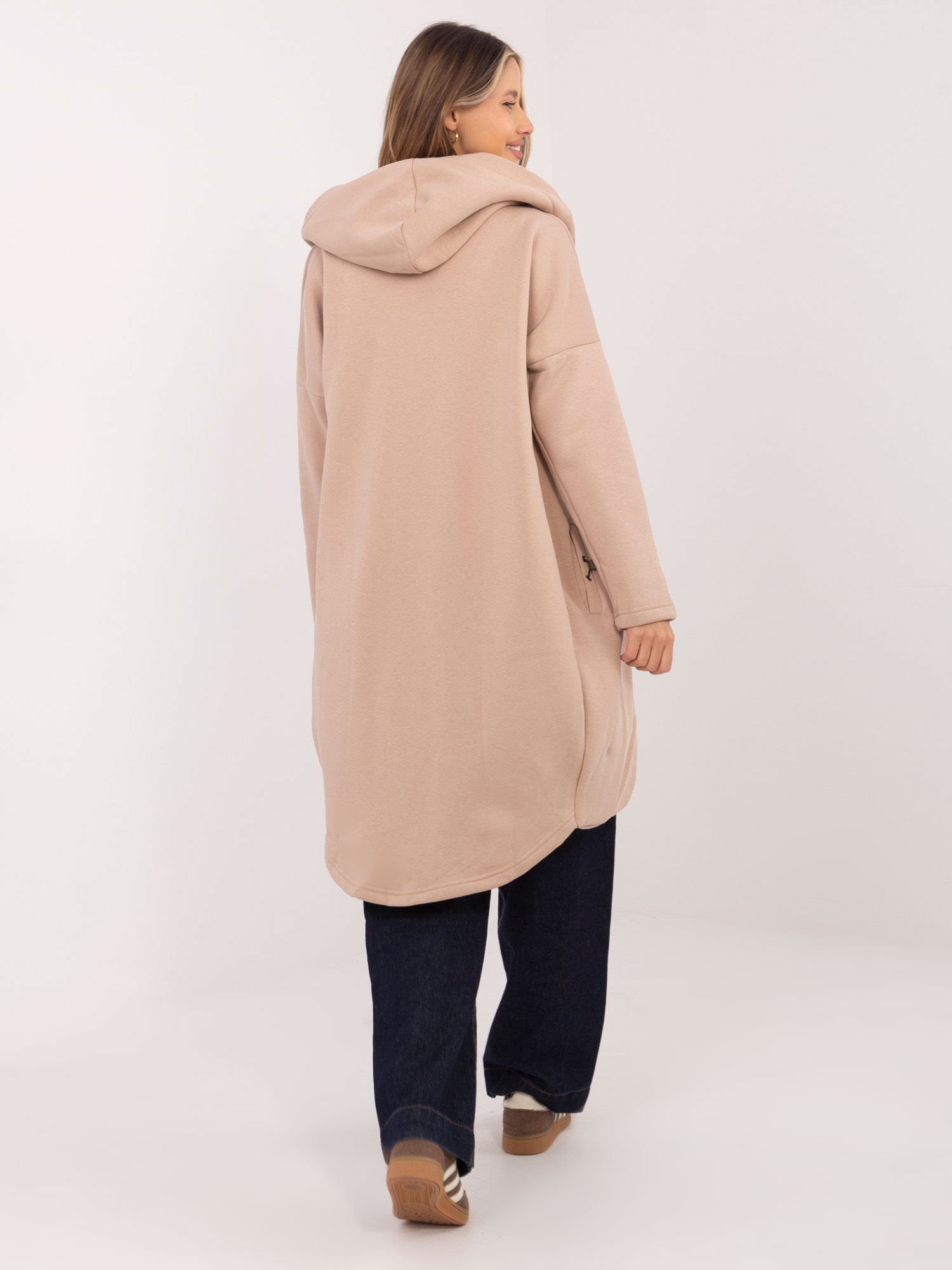 Dámska béžová mikina na zips RV-BL-4858-1.99P-beige Veľkosť: S/M