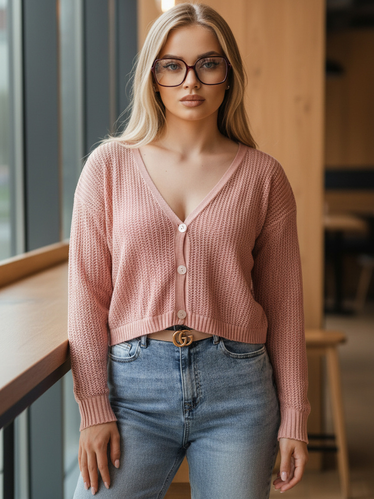 Marhuľový pletený sveter GOFFY MY2279 Veľkosť: ONE SIZE