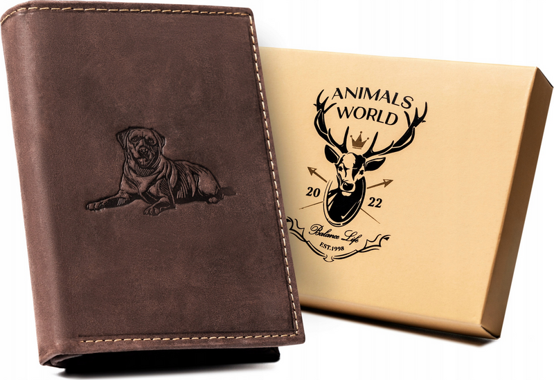 Always Wild Tmavohnedá kožená peňaženka s razbou psa A152 [DH] N4-CHM-DOG-2 Veľkosť: ONE SIZE