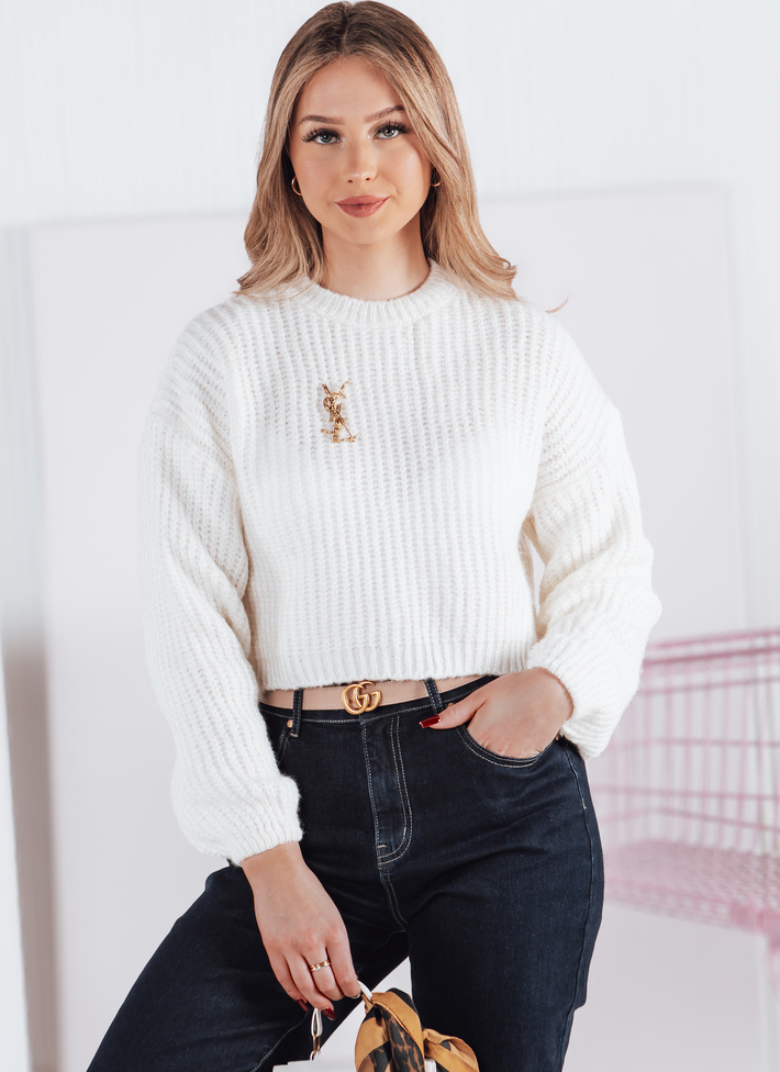 Smotanový dámsky sveter BILLIS MY2284 Veľkosť: ONE SIZE