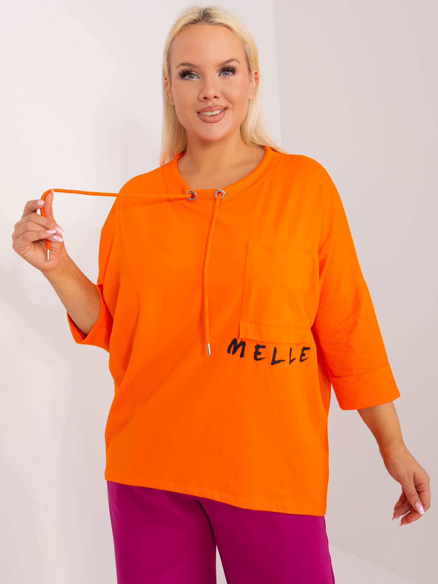 Oranžová blúzka s vreckom -RV-BZ-14002.44-orange Veľkosť: ONE SIZE
