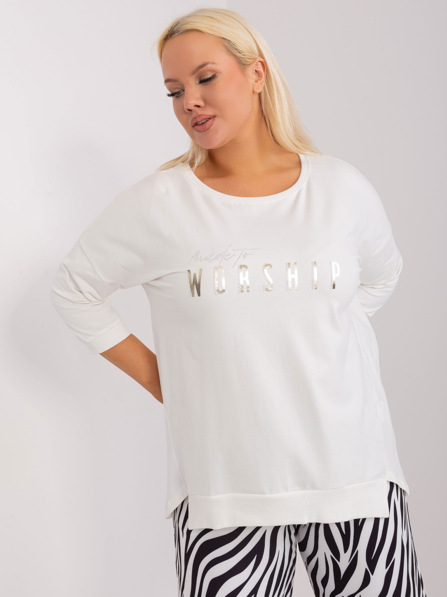 Smotanové tričko WORSHIP -RV-BZ-9449.76-ecru Veľkosť: ONE SIZE