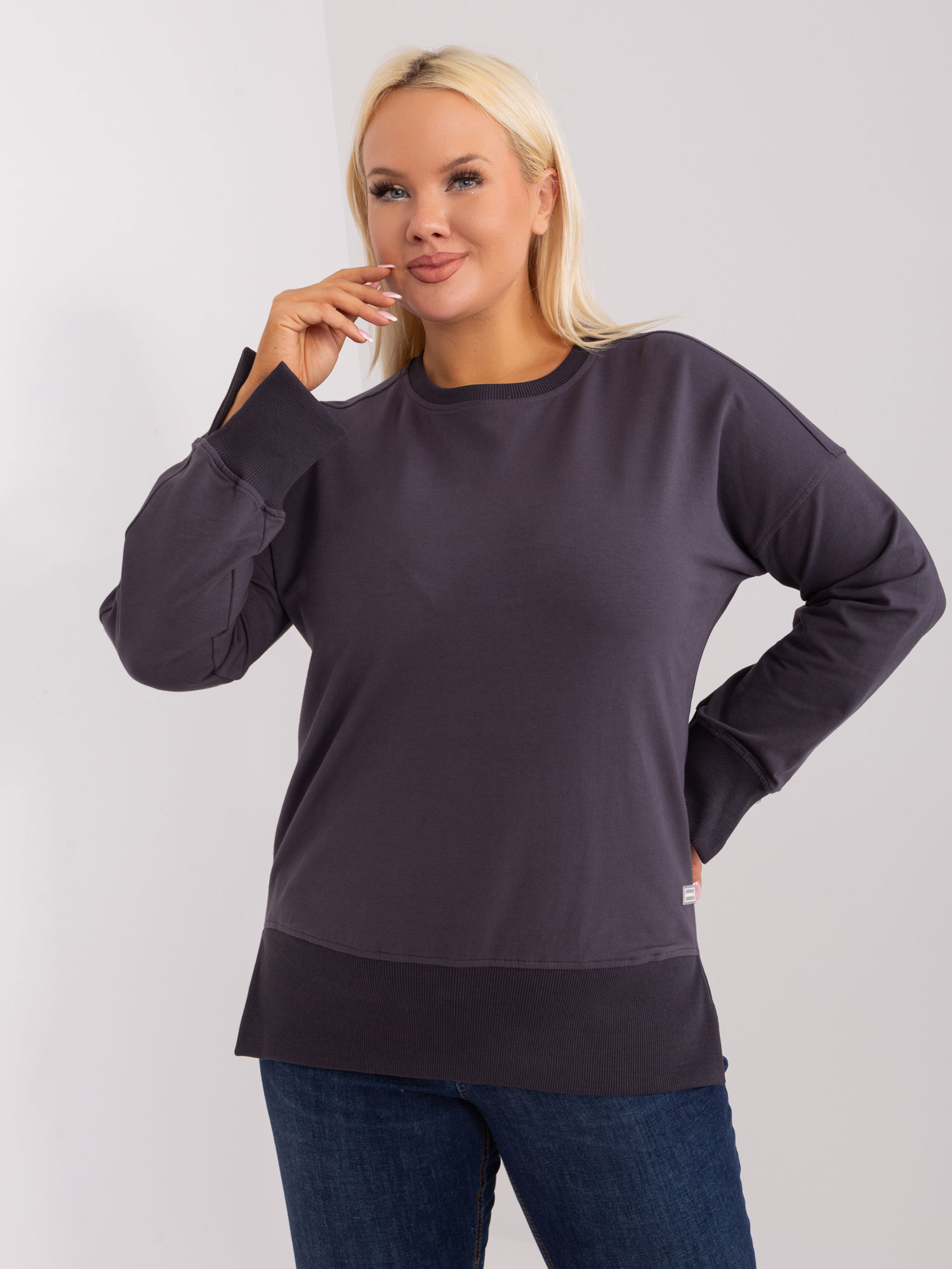 Tmavosivá basic mikina -RV-BZ-9198.10X-dark grey Veľkosť: ONE SIZE