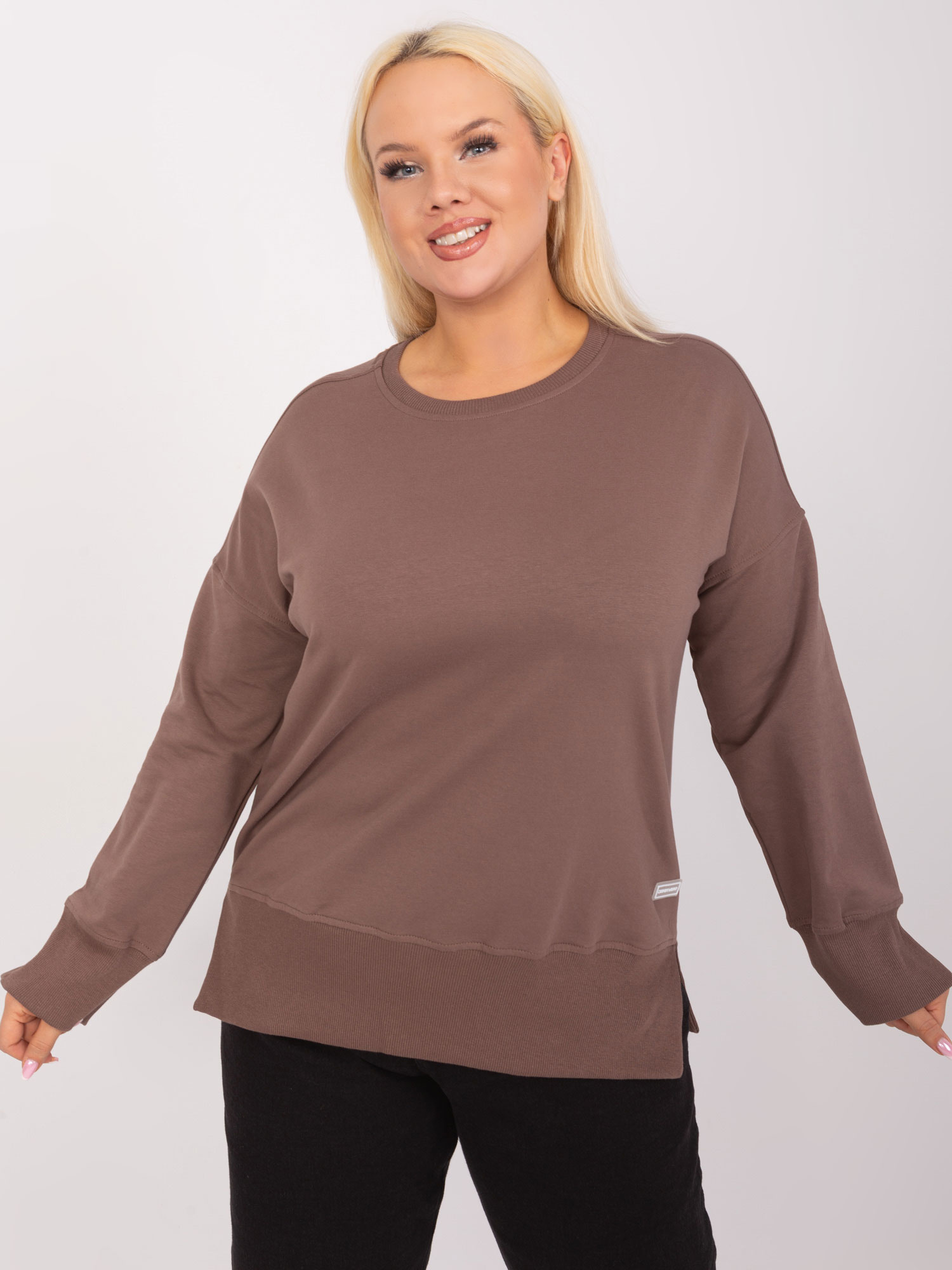 Hnedá basic mikina -RV-BZ-9198.10X-brown Veľkosť: ONE SIZE