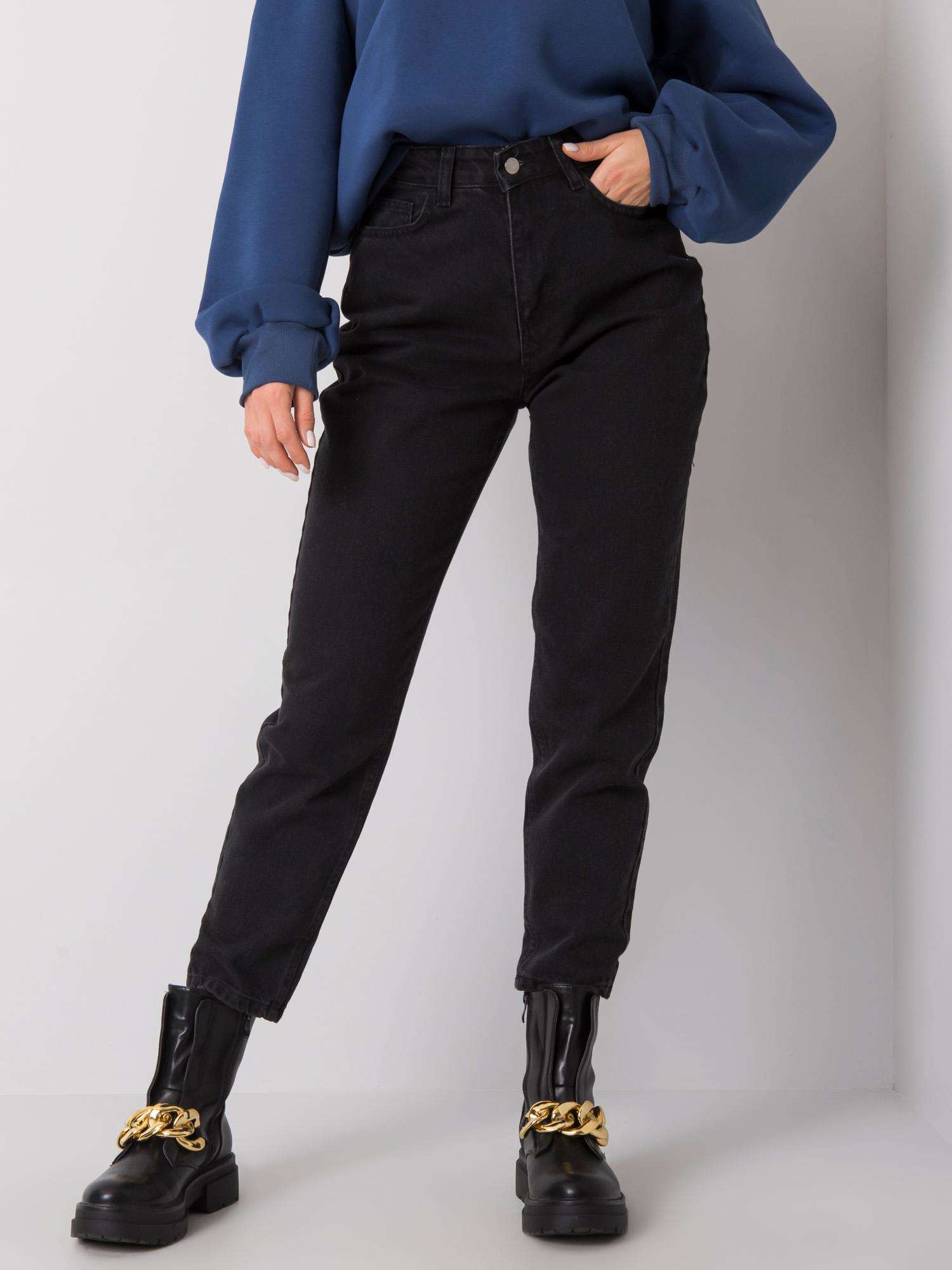 Čierne dámske džínsy s vysokým pásom MT-SP-PIO50406-4.30X-black Veľkosť: 36