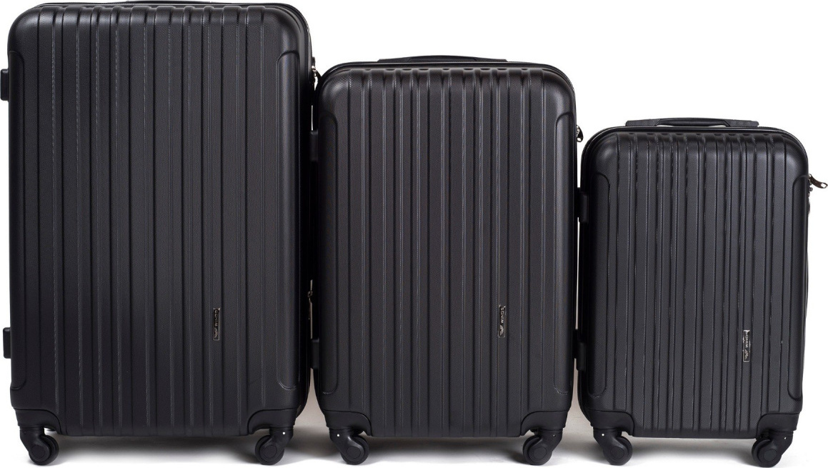 Čierna sada troch cestovných kufrov FLAMINGO 2011, Luggage 3 sets (L,M,S) Wings, Black Veľkosť: Sada kufrov