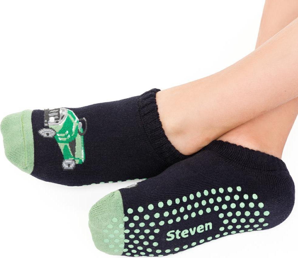 Čierno-zelené chlapčenské ponožky Auto, protišmyk Art.134 XF053, NAVY BLUE - ABS Veľkosť: 32/34