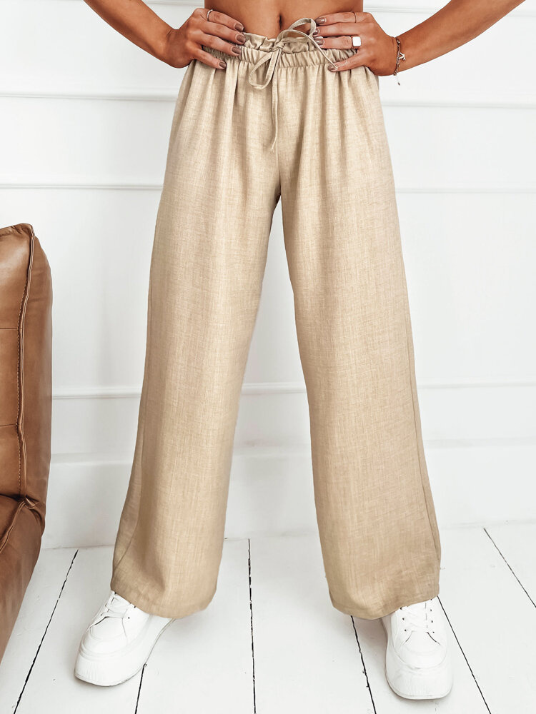 Béžové voľné široké nohavice MADDIE UY1833 Veľkosť: ONE SIZE