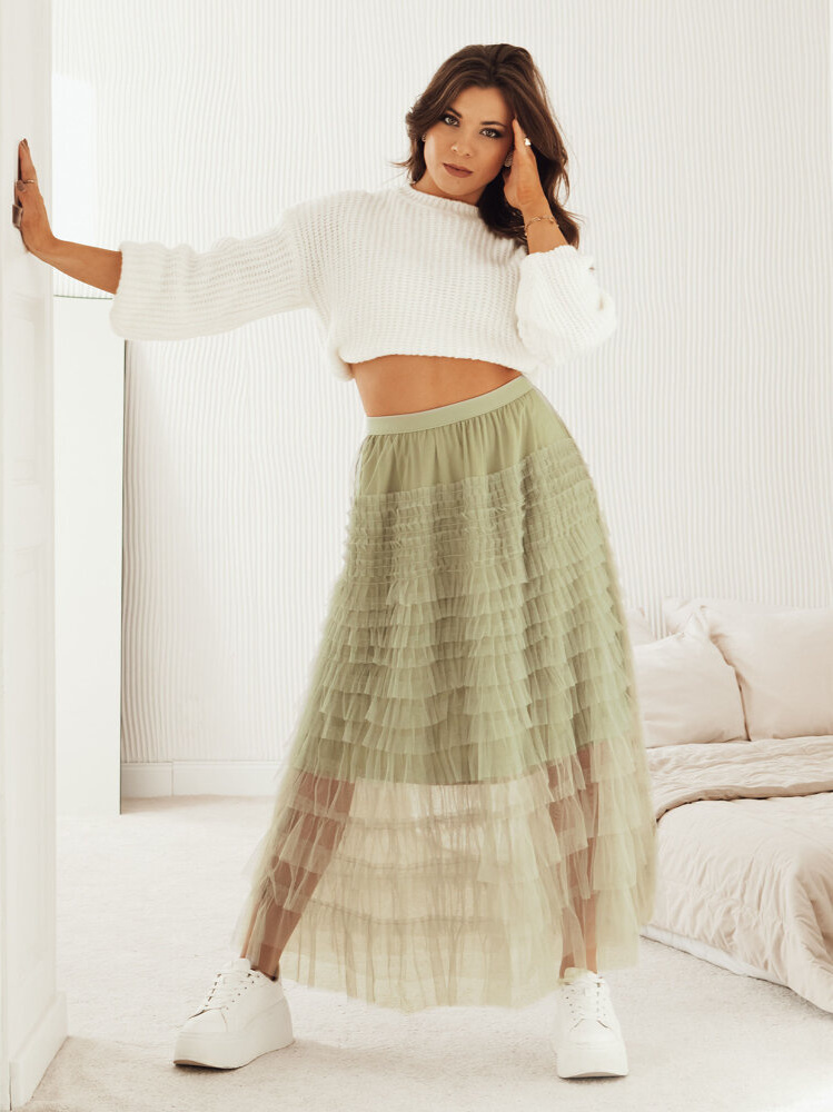 Svetlozelená tylová midi sukňa PASTELLA CY0423 Veľkosť: S